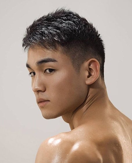 Drop Fade With Short Textured HAir Asian Men Hairstyle 