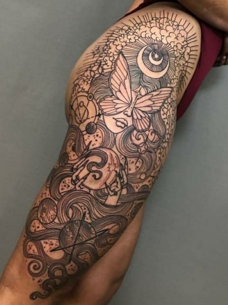 Half sleeve just finished by chay at dreaming tree ink nj, what do you guys  think I should do for rest of leg? : r/tattoos