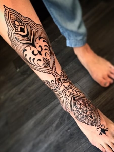 Lower leg tattoo  Flower leg tattoos Calf tattoo Lower leg tattoos