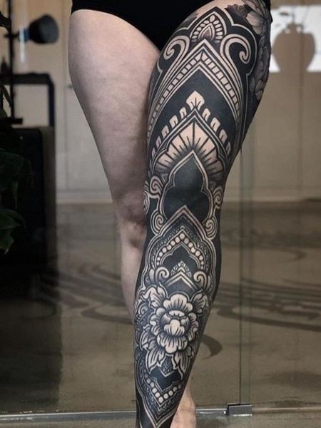 Dragon tattoo coverup leg sleeve  Custom Tattoo Artist Leeds