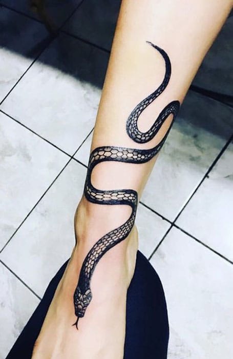 Snake Tattoo  Wrap around tattoo Wrap around ankle tattoos Red ink  tattoos