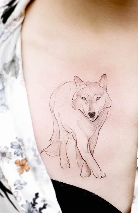 Black Tribal Wolf Tattoo Design Drawing