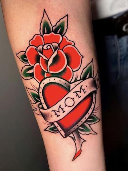 traditional rose tattoo on Tumblr  Traditional rose tattoos Traditional  tattoo flowers Old school tattoo designs