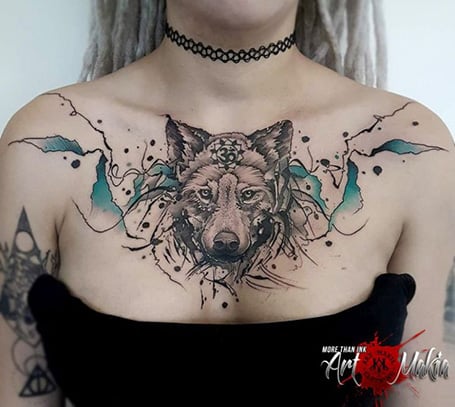 wolf chest tattoo 31  KickAss Things