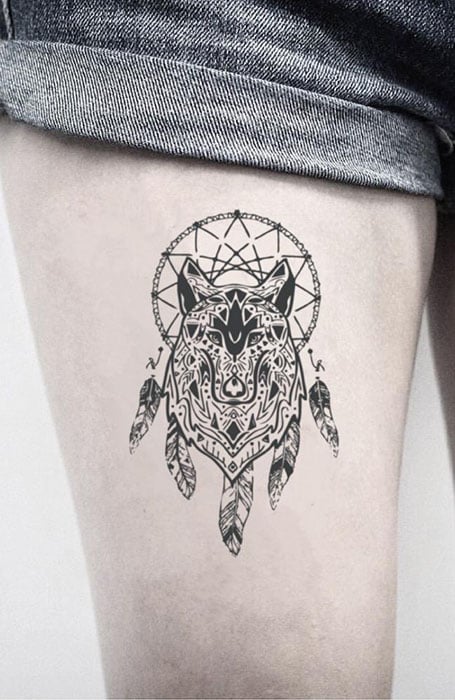 Wolves And Dreamcatcher Tattoo