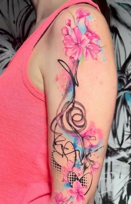 Sakura flowers tattoo by Pablo Ortiz  Post 28252  Watercolor tattoo flower  Blossom tattoo Cherry blossom tattoo