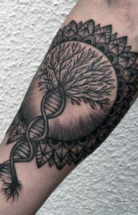 Mandala Moon Tree Leaves Roots SideHip Dotwork Mandala Tattoo by John  Garancheski III TattooNOW