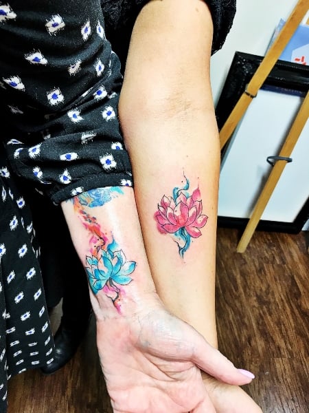 Matching mother daughter tattoos done by Max at Southside Tattoo in  Ashland, OR. : r/tattoos