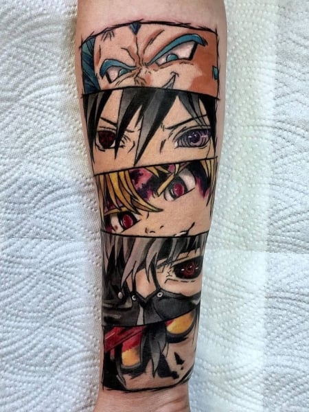 A tattoo of a few anime favs for a great client  rnerdtattoos