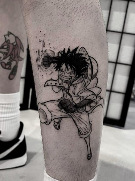 Anime girl tattoo on the leg  Tattoogridnet