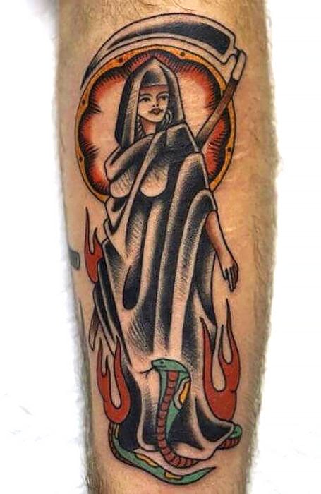 traditional reaper tattoo  Tumblr  Traditional tattoo Traditional tattoo  art Evil skull tattoo