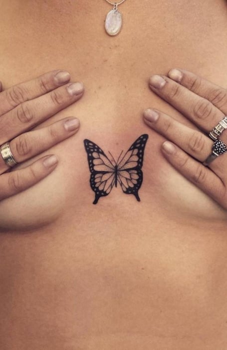 butterfly tattoo on the middle of chestTikTok Search