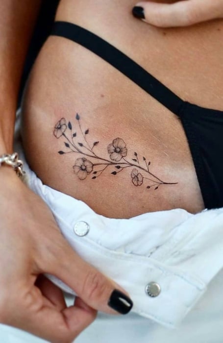 Awesome Star Tattoos On Girl Left Hip