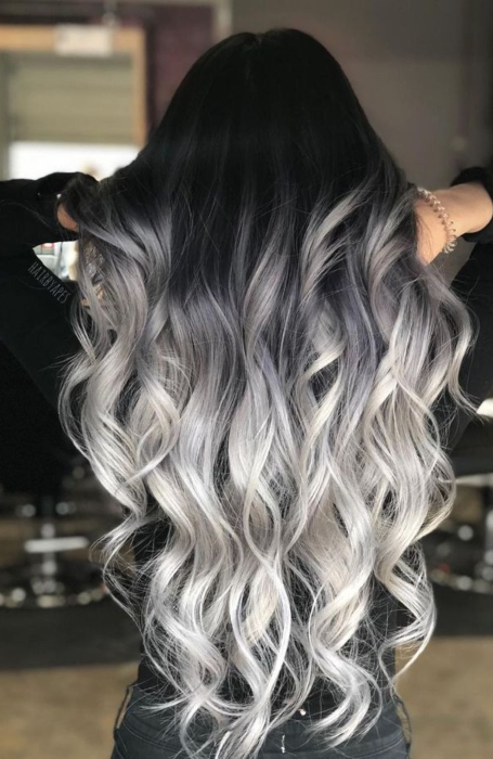brown to gray ombre hair