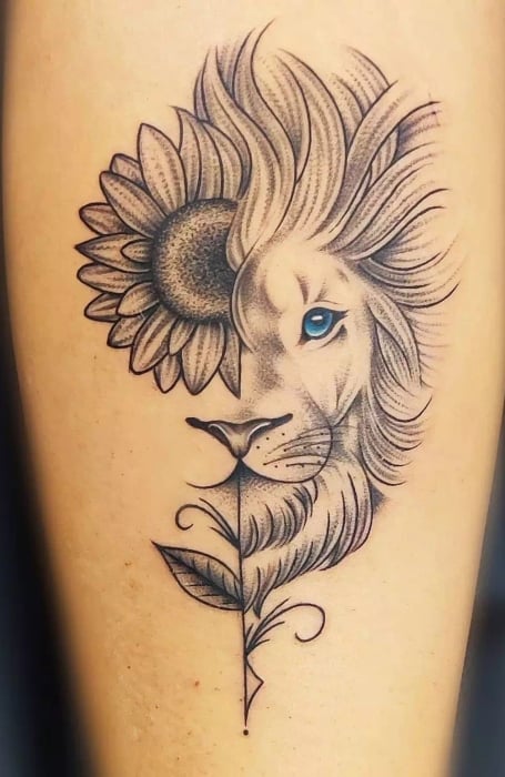 Tattoo Art Lion Face Half Sunflower Stock Vector Royalty Free 1915249699   Shutterstock