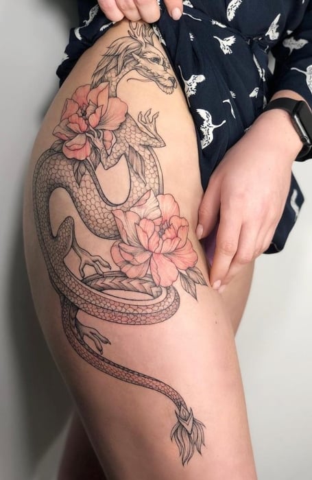 Hip tattoo ideas for Women | Side thigh tattoos, Side hip tattoos, Inner  thigh tattoos