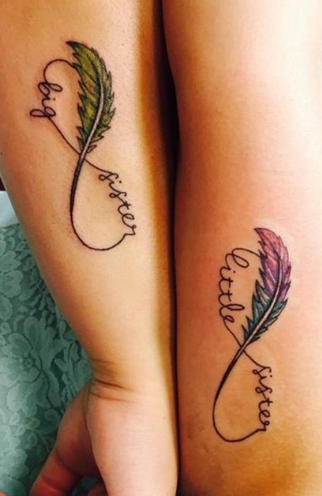Infinity Symbol with Name and Feather Cute Couple Tattoo  FMagcom