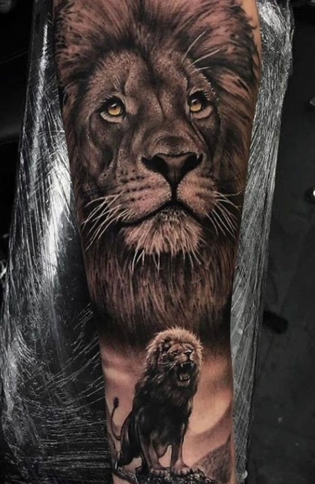 3D Realistic Fake Lion Temporary Tattoos For Men Women Adult Monster Tattoo  Sticker Black Wolf Tiger Animals Large Tatoos Paste
