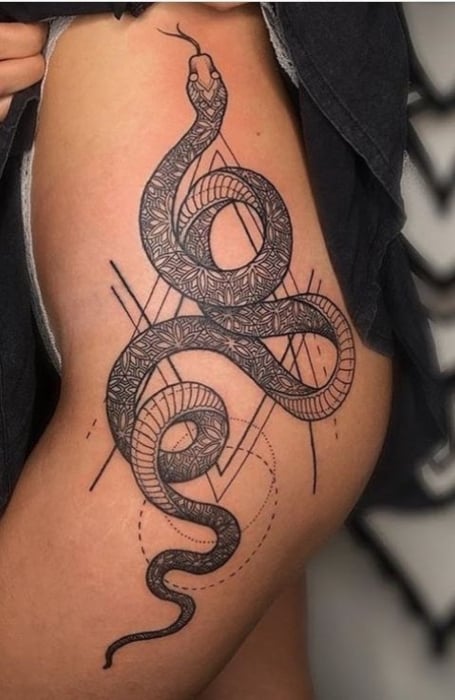 Tattoo uploaded by MarkBodyArt  Peony with snake hip tattoo  Tattoodo