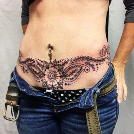 cover up lower stomach tattoos for girls
