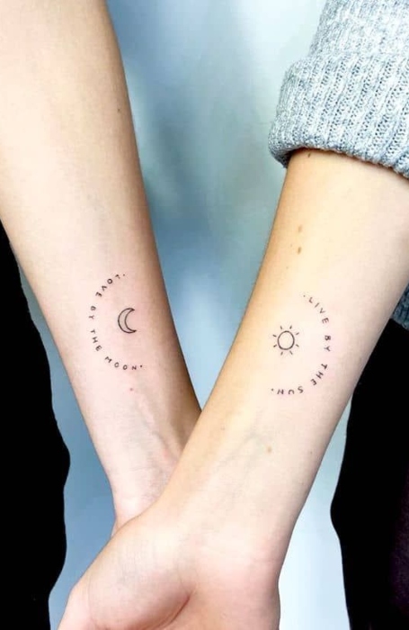 Matching Sun And Moon Couple Temporary Tattoo  Set of 33  Little Tattoos