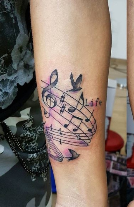 Musical Instruments Mens Upper Arm Tattoo