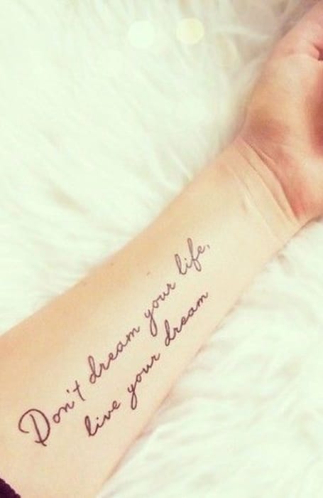 word tattoos on forearm