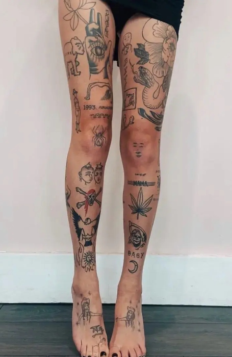 Patchwork leg sleeve  Leg sleeve tattoo Shoe tattoos Simplistic tattoos