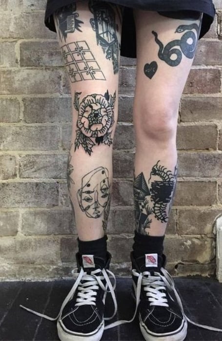aesthetic patchwork sleeve  Sleeve tattoos Tattoos for women Simplistic  tattoos