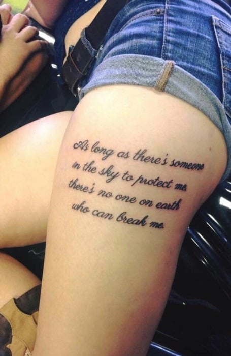 Inspirational Quote 10 Thigh Tattoos to Show Off in Your Swimsuit This  Summer  Page 5