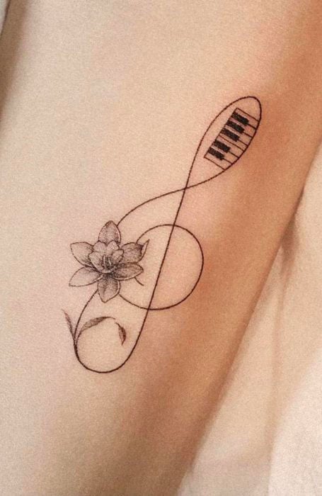 Floral Music Notes  Music notes tattoo Music notes Music tattoo designs