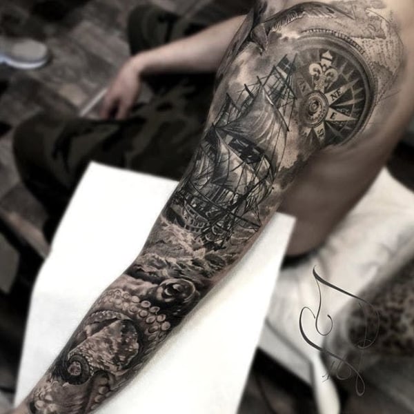 Nautical Shoulder Half Sleeve Tattoo  Best Tattoo Ideas Gallery