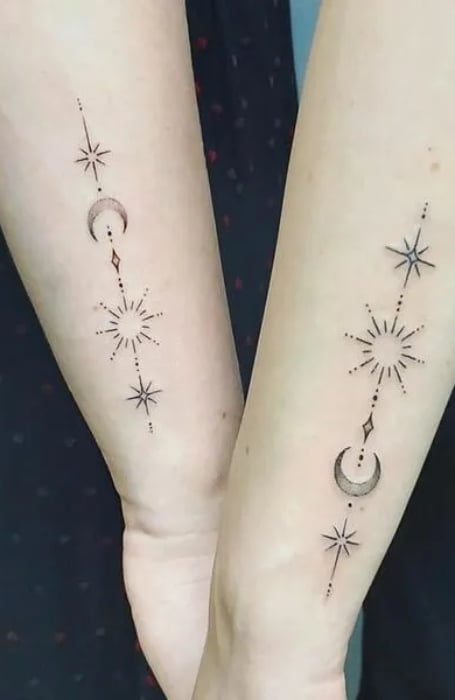 Minimalist Matching Moon And Sun Temporary Tattoo  Set of 33  Little  Tattoos
