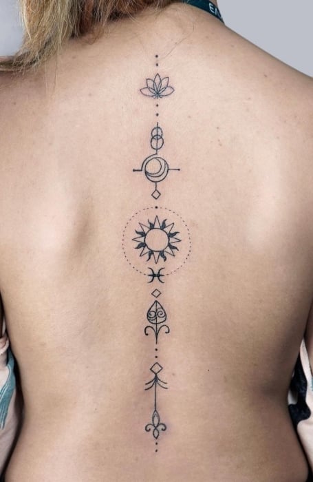Magical star with moon tattoos