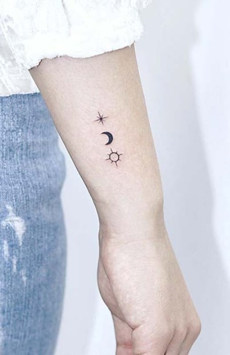 Sun moon stars tattoo  Star tattoos Ink tattoo Small tattoos