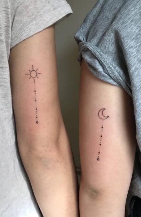 Matching Sun Moon And Star Temporary Tattoo  Set of 3x3  Tatteco