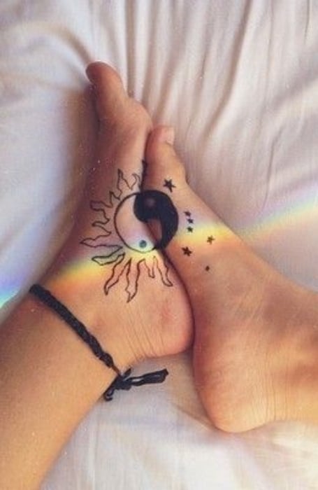 Stunning Sun and Moon Matching Tattoo With Friend Fake  Etsy