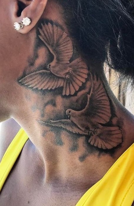 101 Amazing Dove Tattoo Designs You Need To See  Tatuagem no pescoço  masculino Tatuagem no pescoço Tatuagem na garganta