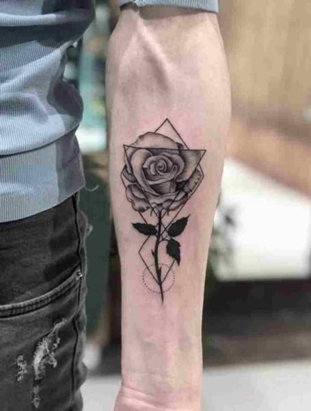 Red Rose Flower With Skull Realistic Inner Forearm Tattoos For Guys  Rose  tattoos for men Cover up tattoos for men Skull rose tattoos