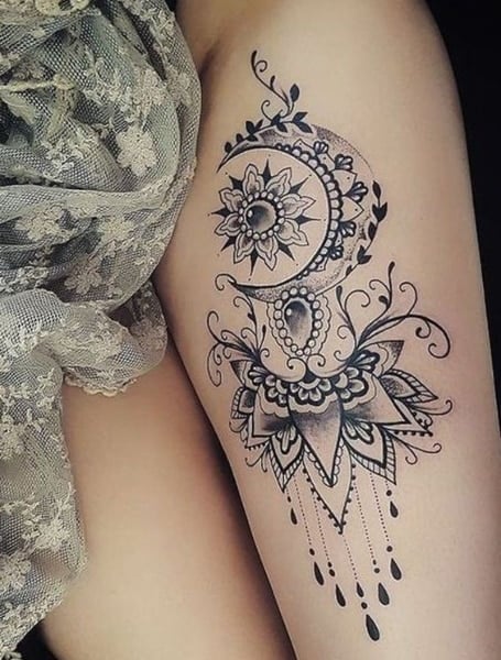 50 of the Most Beautiful Mandala Tattoo Designs for Your Body  Soul   KickAss Things  Татуировка на боковой части бедра Женские татуировки на  бедре Татуировки на ногах