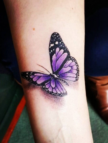 Beautiful Purple Butterfly Tattoo