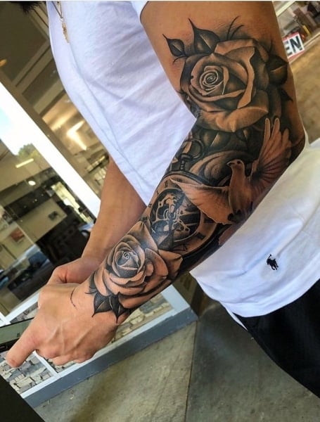 Rose Sleeve For Mens Tattoo Ideas  Rose tattoos for men Rose tattoo  sleeve Rose tattoo on arm