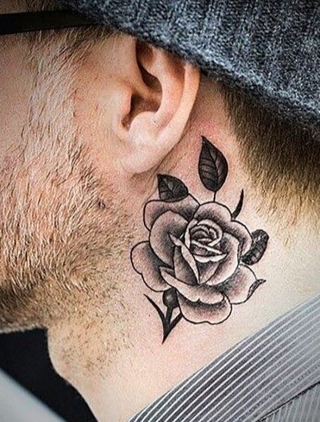 Neck Watercolor Rose tattoo at theYoucom