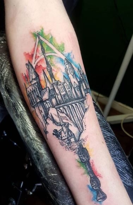 Harry Potter Watercolor tattoo by Orlando Tattoo Artist  Marlo Salvatierra