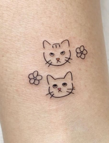 simple line cat tattoos｜TikTok Search