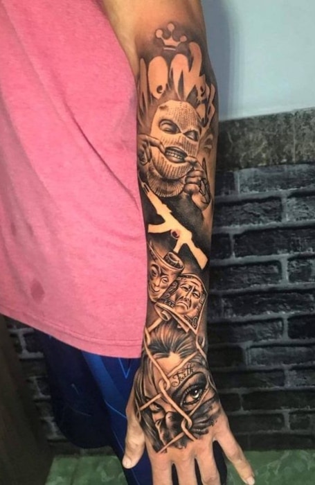 Gangster rap leg sleeve by Mitch  Free Spirit Tattoo  Facebook