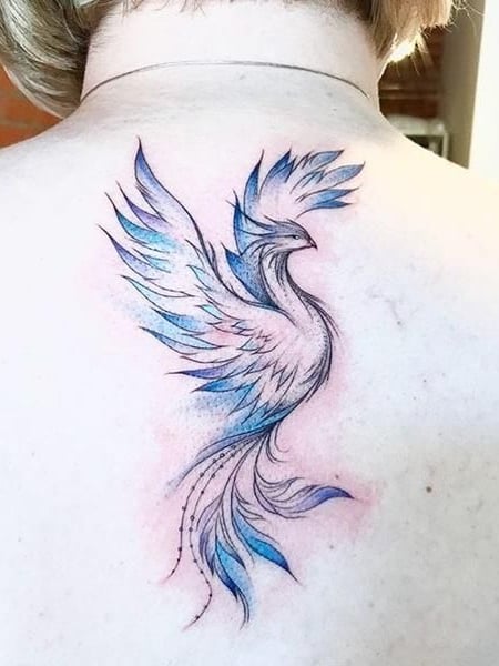 Phoenix bird wings tattoo sticker Royalty Free Vector Image