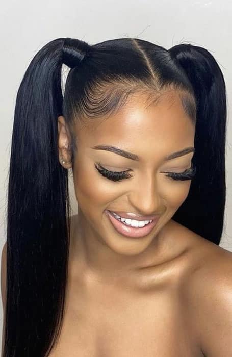 10$ Off,Coupon Code: MC36359 on Instagram: “Zigzag part with two cute  ponytails🤩🤗DM … | Sleek ponytail hairstyles, Weave ponytail hairstyles,  Hair ponytail styles
