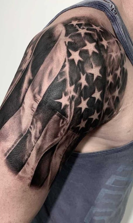 Mountainside Tattoo  Piercing VT  Did this American flag forearm tattoo  yesterday tattoo tattoobyalex americanflagtattoo colortattoo  tattoosleeve  Facebook