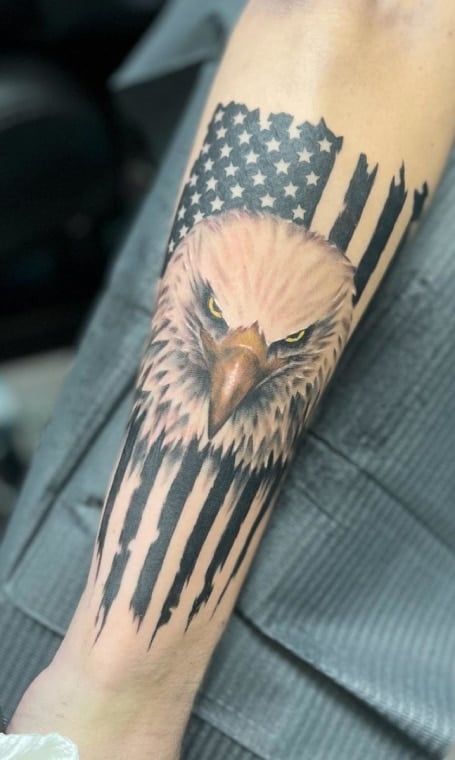 american eagle tattoos with flag